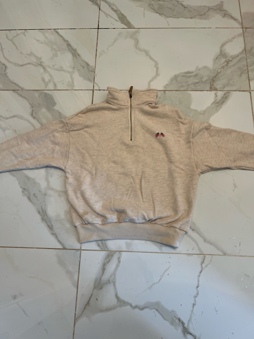 Princess Polly Cream Half-Zip Sweatshirt
